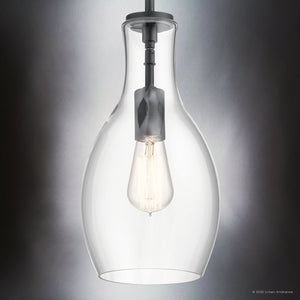 Urban Ambiance - Pendant - UKC20094 Casual Indoor Pendant, 13.75''H x 7''W x 7''Dep, Black Finish, Opalyn Collection - 