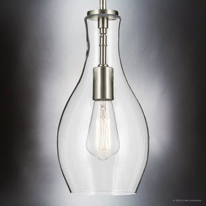 Urban Ambiance - Pendant - UKC20095 Casual Indoor Pendant, 13.75''H x 7''W x 7''Dep, Brushed Nickel Finish, Opalyn Collection - 