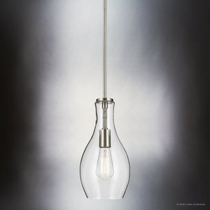 Urban Ambiance - Pendant - UKC20095 Casual Indoor Pendant, 13.75''H x 7''W x 7''Dep, Brushed Nickel Finish, Opalyn Collection - 