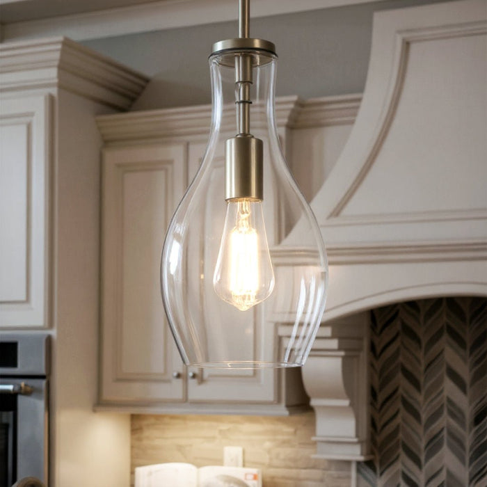 UKC20095 Casual Indoor Pendant, 13.75''H x 7''W x 7''Dep, Brushed Nickel Finish, Opalyn Collection