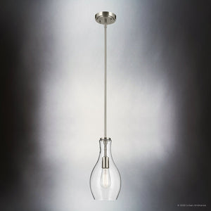 Urban Ambiance - Pendant - UKC20095 Casual Indoor Pendant, 13.75''H x 7''W x 7''Dep, Brushed Nickel Finish, Opalyn Collection - 