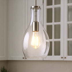 Urban Ambiance - Pendant - UKC20096 Casual Indoor Pendant, 13.75''H x 7''W x 7''Dep, Brushed Nickel Finish, Opalyn Collection - 