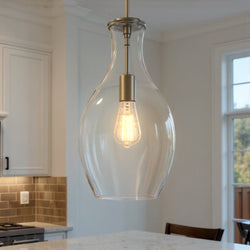 Urban Ambiance - Pendant - UKC20097 Casual Indoor Pendant, 17.75''H x 9''W x 9''Dep, Brushed Nickel Finish, Opalyn Collection - 