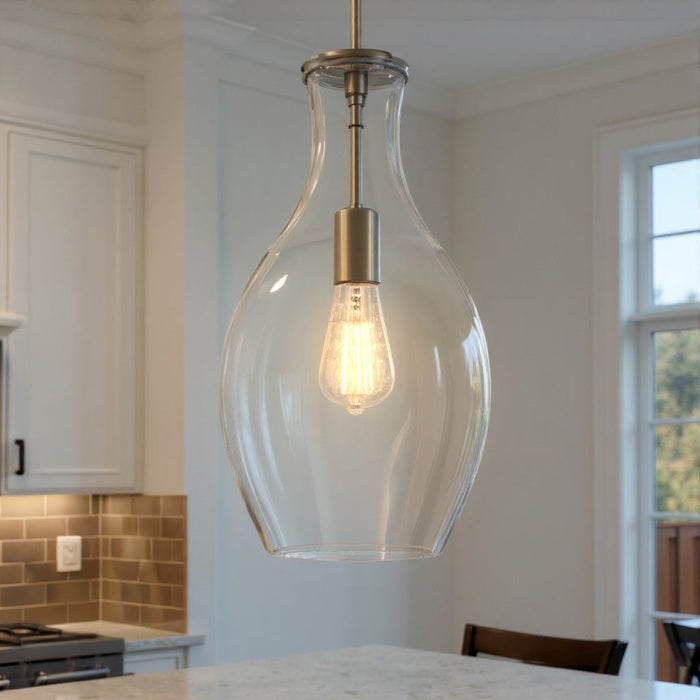 UKC20097 Casual Indoor Pendant, 17.75''H x 9''W x 9''Dep, Brushed Nickel Finish, Opalyn Collection