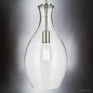 Urban Ambiance - Pendant - UKC20097 Casual Indoor Pendant, 17.75''H x 9''W x 9''Dep, Brushed Nickel Finish, Opalyn Collection - 