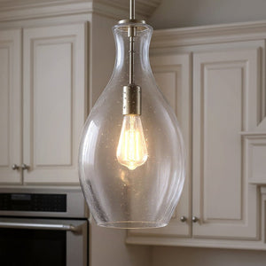 Urban Ambiance - Pendant - UKC20098 Casual Indoor Pendant, 17.75''H x 9''W x 9''Dep, Brushed Nickel Finish, Opalyn Collection - 