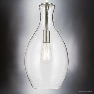 Urban Ambiance - Pendant - UKC20098 Casual Indoor Pendant, 17.75''H x 9''W x 9''Dep, Brushed Nickel Finish, Opalyn Collection - 