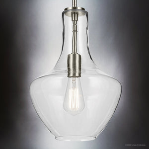 Urban Ambiance - Pendant - UKC20099 Casual Indoor Pendant, 15.25''H x 10.5''W x 10.5''Dep, Brushed Nickel Finish, Opalyn Collection - 