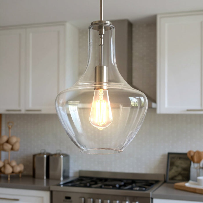 UKC20099 Casual Indoor Pendant, 15.25''H x 10.5''W x 10.5''Dep, Brushed Nickel Finish, Opalyn Collection