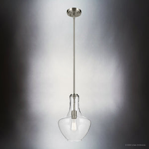 Urban Ambiance - Pendant - UKC20099 Casual Indoor Pendant, 15.25''H x 10.5''W x 10.5''Dep, Brushed Nickel Finish, Opalyn Collection - 