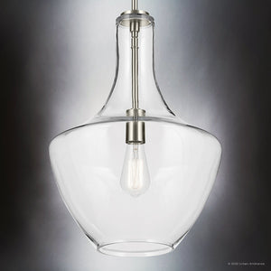 Urban Ambiance - Pendant - UKC20100 Casual Indoor Pendant, 19.75''H x 14''W x 14''Dep, Brushed Nickel Finish, Opalyn Collection - 