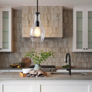 Urban Ambiance - Pendant - UKC20101 Casual Indoor Pendant, 13.75''H x 7''W x 7''Dep, Black Finish, Opalyn Collection - 