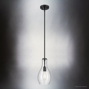 Urban Ambiance - Pendant - UKC20101 Casual Indoor Pendant, 13.75''H x 7''W x 7''Dep, Black Finish, Opalyn Collection - 
