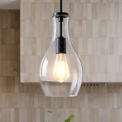 Urban Ambiance - Pendant - UKC20101 Casual Indoor Pendant, 13.75''H x 7''W x 7''Dep, Black Finish, Opalyn Collection - 