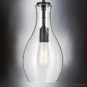 Urban Ambiance - Pendant - UKC20101 Casual Indoor Pendant, 13.75''H x 7''W x 7''Dep, Black Finish, Opalyn Collection - 