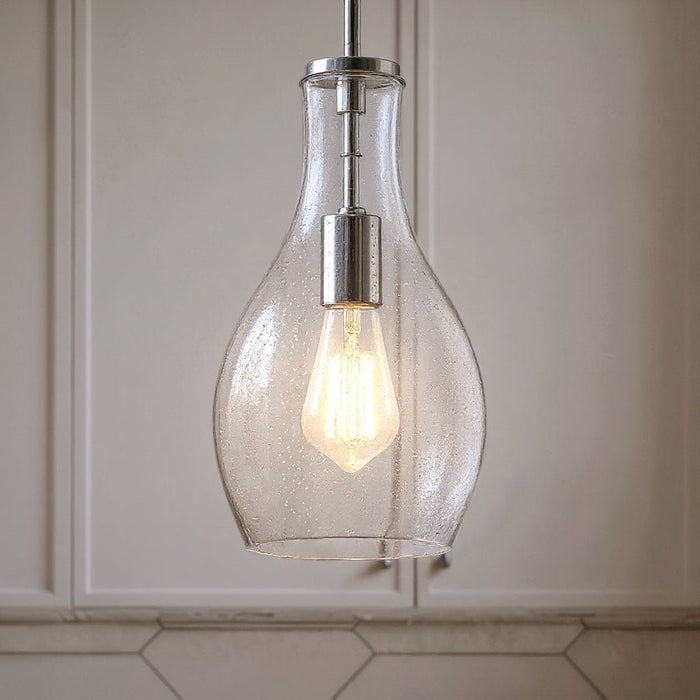 UKC20103 Casual Indoor Pendant, 13.75''H x 7''W x 7''Dep, Chrome Finish, Opalyn Collection