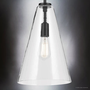 Urban Ambiance - Pendant - UKC20104 Casual Indoor Pendant, 15.25''H x 10.25''W x 10.25''Dep, Black Finish, Opalyn Collection - 
