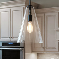 Urban Ambiance - Pendant - UKC20104 Casual Indoor Pendant, 15.25''H x 10.25''W x 10.25''Dep, Black Finish, Opalyn Collection - 