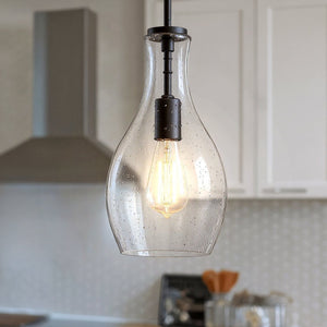 Urban Ambiance - Pendant - UKC20105 Casual Indoor Pendant, 13.75''H x 7''W x 7''Dep, Olde Bronze Finish, Opalyn Collection - 