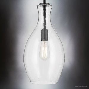 Urban Ambiance - Pendant - UKC20107 Casual Indoor Pendant, 17.75''H x 9''W x 9''Dep, Black Finish, Opalyn Collection - 