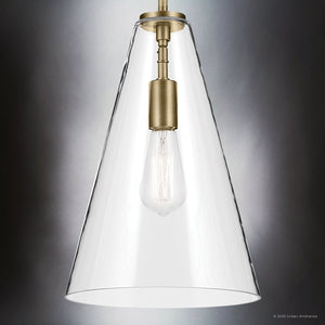 Urban Ambiance - Pendant - UKC20108 Casual Indoor Pendant, 15.25''H x 10.25''W x 10.25''Dep, Natural Brass Finish, Opalyn Collection - 