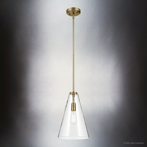Urban Ambiance - Pendant - UKC20108 Casual Indoor Pendant, 15.25''H x 10.25''W x 10.25''Dep, Natural Brass Finish, Opalyn Collection - 