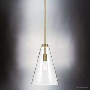 Urban Ambiance - Pendant - UKC20108 Casual Indoor Pendant, 15.25''H x 10.25''W x 10.25''Dep, Natural Brass Finish, Opalyn Collection - 