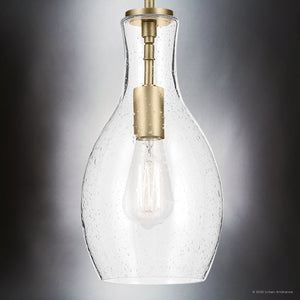 Urban Ambiance - Pendant - UKC20111 Casual Indoor Pendant, 13.75''H x 7''W x 7''Dep, Natural Brass Finish, Opalyn Collection - 