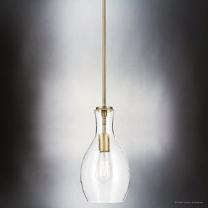 Urban Ambiance - Pendant - UKC20111 Casual Indoor Pendant, 13.75''H x 7''W x 7''Dep, Natural Brass Finish, Opalyn Collection - 