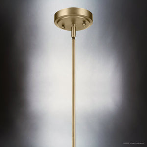 Urban Ambiance - Pendant - UKC20111 Casual Indoor Pendant, 13.75''H x 7''W x 7''Dep, Natural Brass Finish, Opalyn Collection - 