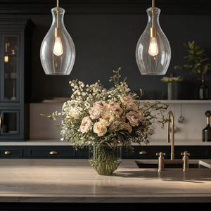 Urban Ambiance - Pendant - UKC20113 Casual Indoor Pendant, 17.75''H x 9''W x 9''Dep, Natural Brass Finish, Opalyn Collection - 