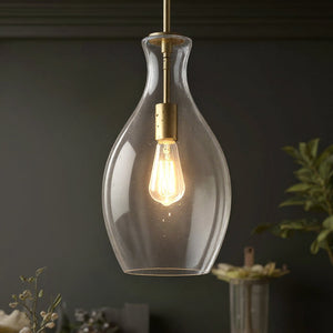 Urban Ambiance - Pendant - UKC20113 Casual Indoor Pendant, 17.75''H x 9''W x 9''Dep, Natural Brass Finish, Opalyn Collection - 