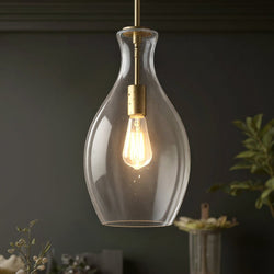 Urban Ambiance - Pendant - UKC20113 Casual Indoor Pendant, 17.75''H x 9''W x 9''Dep, Natural Brass Finish, Opalyn Collection - 