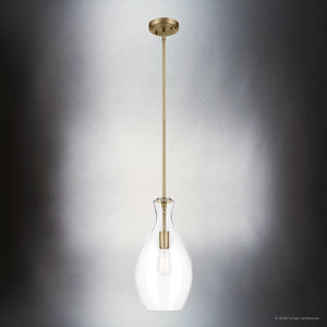 Urban Ambiance - Pendant - UKC20113 Casual Indoor Pendant, 17.75''H x 9''W x 9''Dep, Natural Brass Finish, Opalyn Collection - 