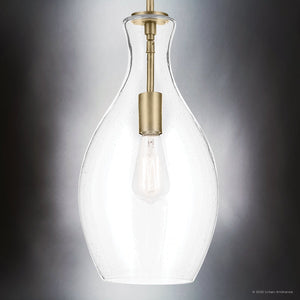 Urban Ambiance - Pendant - UKC20113 Casual Indoor Pendant, 17.75''H x 9''W x 9''Dep, Natural Brass Finish, Opalyn Collection - 