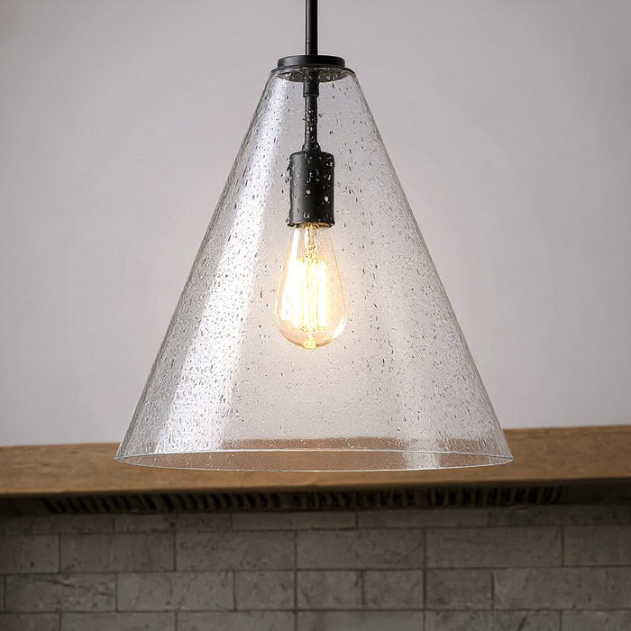 UKC20114 Casual Indoor Pendant, 15.5''H x 14.25''W x 14.25''Dep, Black Finish, Opalyn Collection