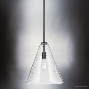 Urban Ambiance - Pendant - UKC20114 Casual Indoor Pendant, 15.5''H x 14.25''W x 14.25''Dep, Black Finish, Opalyn Collection - 