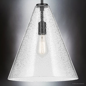 Urban Ambiance - Pendant - UKC20114 Casual Indoor Pendant, 15.5''H x 14.25''W x 14.25''Dep, Black Finish, Opalyn Collection - 