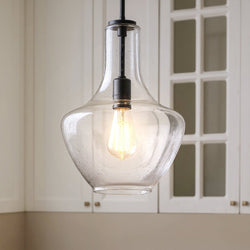 Urban Ambiance - Pendant - UKC20117 Casual Indoor Pendant, 15.25''H x 10.5''W x 10.5''Dep, Black Finish, Opalyn Collection - 