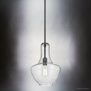 Urban Ambiance - Pendant - UKC20117 Casual Indoor Pendant, 15.25''H x 10.5''W x 10.5''Dep, Black Finish, Opalyn Collection - 