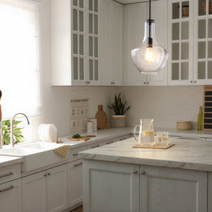 Urban Ambiance - Pendant - UKC20117 Casual Indoor Pendant, 15.25''H x 10.5''W x 10.5''Dep, Black Finish, Opalyn Collection - 