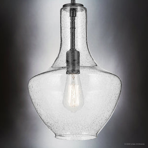 Urban Ambiance - Pendant - UKC20117 Casual Indoor Pendant, 15.25''H x 10.5''W x 10.5''Dep, Black Finish, Opalyn Collection - 