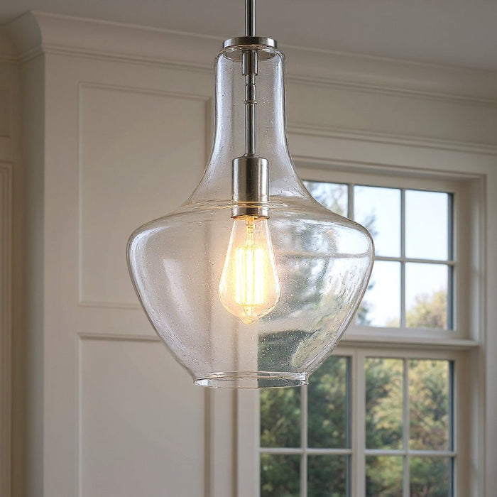 UKC20119 Casual Indoor Pendant, 15.25''H x 10.5''W x 10.5''Dep, Chrome Finish, Opalyn Collection