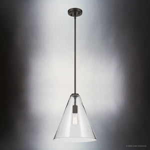 Urban Ambiance - Pendant - UKC20120 Casual Indoor Pendant, 15.5''H x 14.25''W x 14.25''Dep, Olde Bronze Finish, Opalyn Collection - 