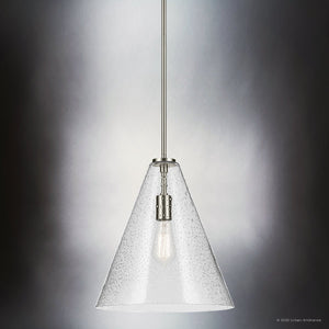Urban Ambiance - Pendant - UKC20122 Casual Indoor Pendant, 15.5''H x 14.25''W x 14.25''Dep, Brushed Nickel Finish, Opalyn Collection - 