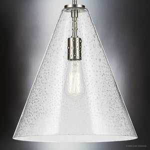 Urban Ambiance - Pendant - UKC20122 Casual Indoor Pendant, 15.5''H x 14.25''W x 14.25''Dep, Brushed Nickel Finish, Opalyn Collection - 