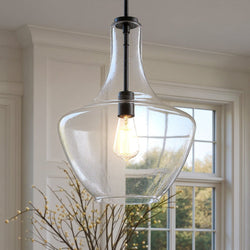 Urban Ambiance - Pendant - UKC20123 Casual Indoor Pendant, 19.75''H x 14''W x 14''Dep, Black Finish, Opalyn Collection - 
