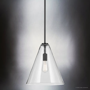 Urban Ambiance - Pendant - UKC20124 Casual Indoor Pendant, 15.5''H x 14.25''W x 14.25''Dep, Black Finish, Opalyn Collection - 