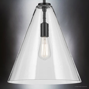 Urban Ambiance - Pendant - UKC20124 Casual Indoor Pendant, 15.5''H x 14.25''W x 14.25''Dep, Black Finish, Opalyn Collection - 