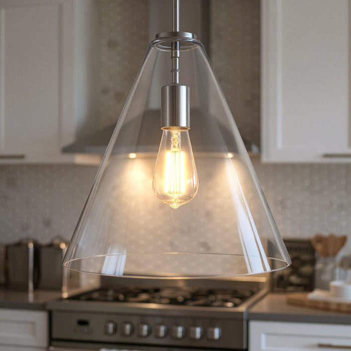 UKC20126 Casual Indoor Pendant, 15.5''H x 14.25''W x 14.25''Dep, Chrome Finish, Opalyn Collection